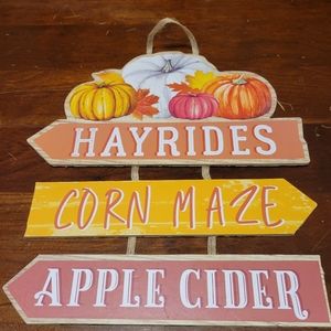 Fall hanging decor - Pumpkin Hay Rides, Corn Maze, Apple Cider